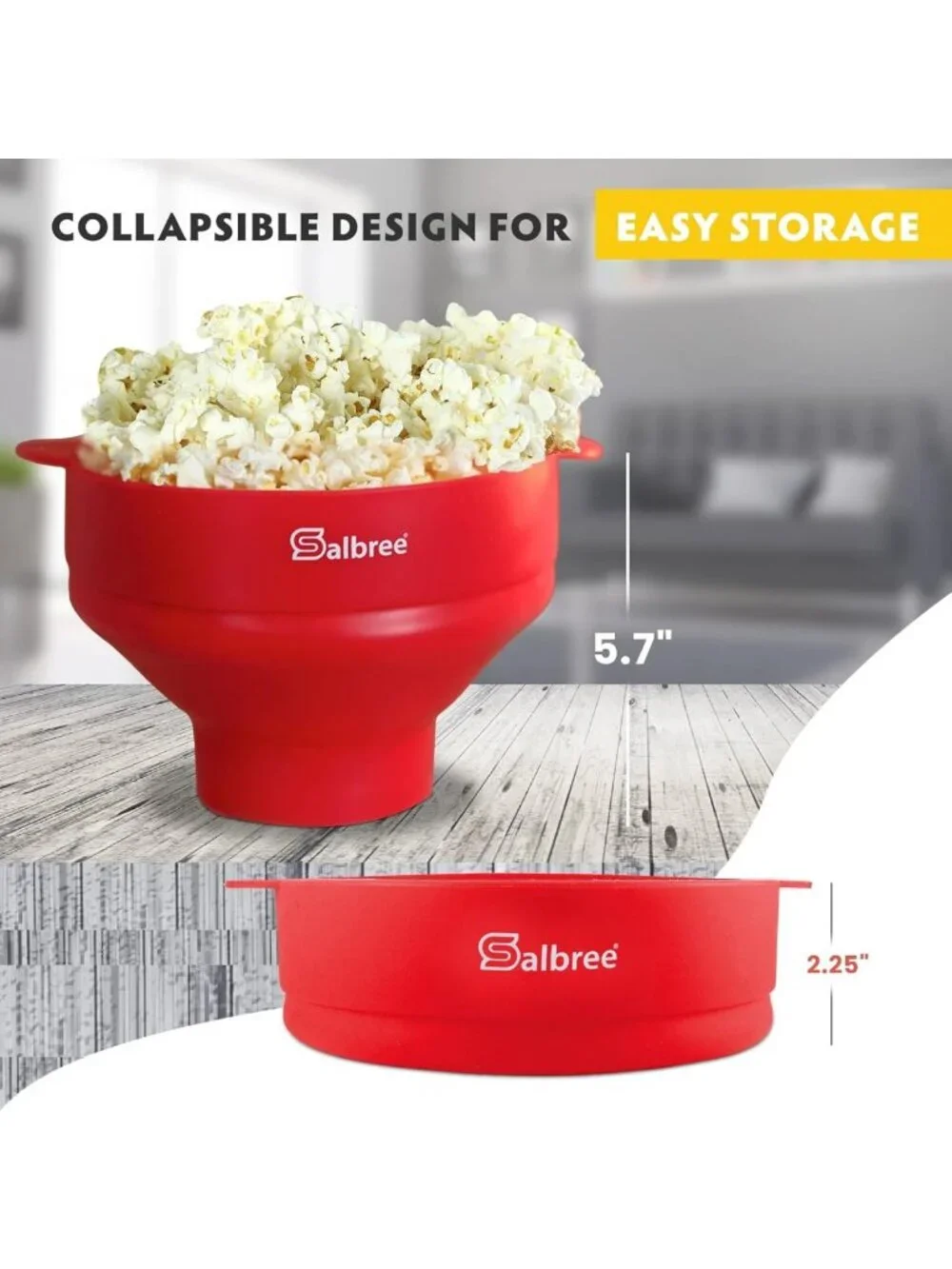 Collapsible Silicone Microwave Popcorn Maker - Oil-Free Hot Air Popper Bowl